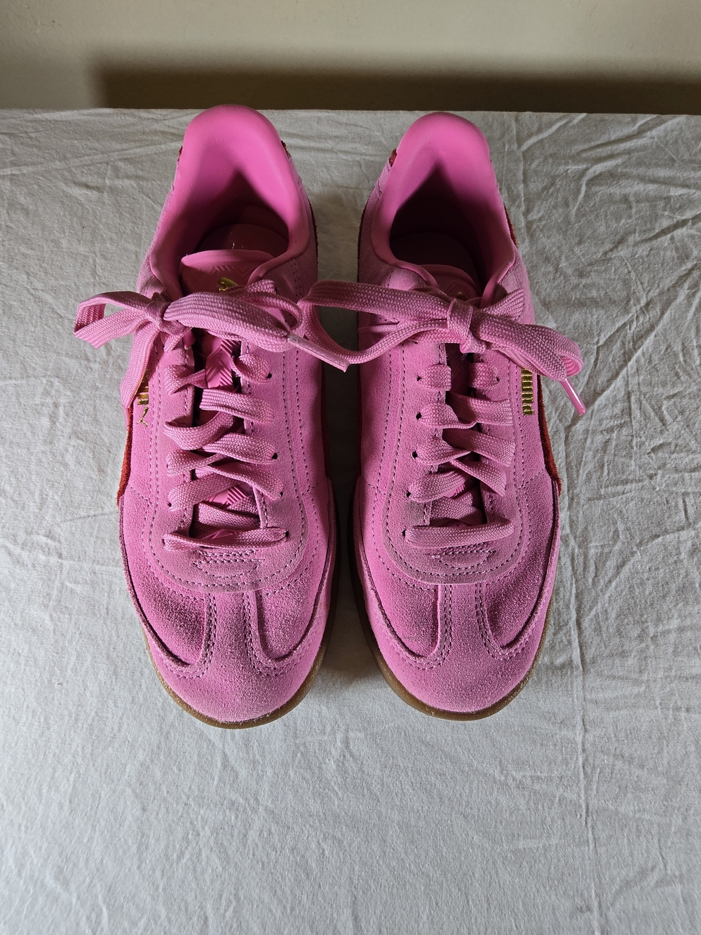 PUMA Club II Era Hot Pink & Red Suede Terrace Sneakers Gum Sole Women's Size 7.5